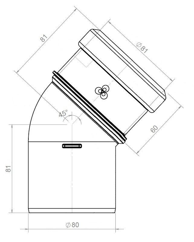 Burgerhout Safe-PP rookgas bocht 80mm 45° 400453990