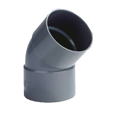 Dyka PVC Bocht 40mm 2x lijmmof 45° grijs 20022119
