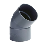 Dyka PVC Bocht 40mm 2x lijmmof 45° grijs 20022119