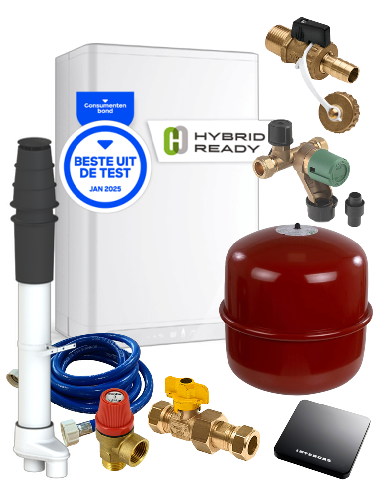 Intergas Xtreme 36 CW5 + Renovatie pakket + Comfort Touch Zwart + Dakdoorvoer bij CVketel.nl