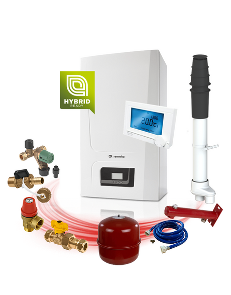 Remeha Avanta Ace 28c + Aansluitpakket Klein + Cox Geelen Dakdoorvoer 80-80 + Remeha iSense modulerende klokthermostaat zonder gateway | CVketel.nl