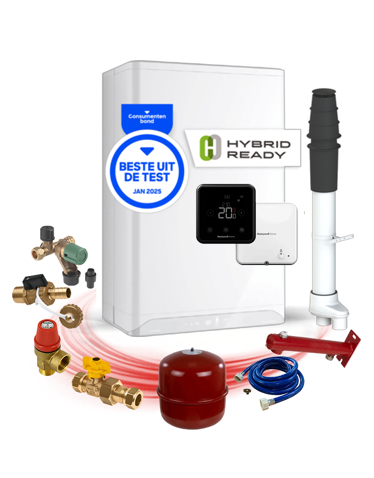 Intergas Xtreme 30 CW4 + Aansluitpakket Klein + Cox Geelen Dakdoorvoer 80/80 + Honeywell Home Lyric T6 Wifi thermostaat zwart